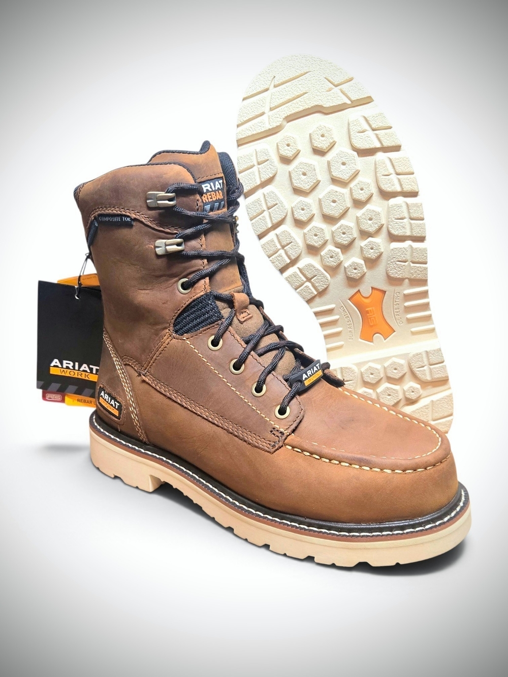 NEW $209 Ariat Men's Size 7 EE Work Boots Rebar Lift 8" H20 Comp Toe Waterproof